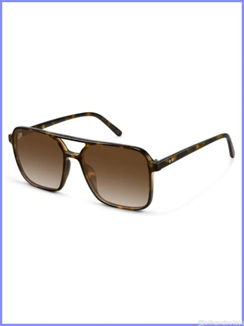 Square Aviator Sunglasses UV400 Protection Retro Double Bar Full Frame